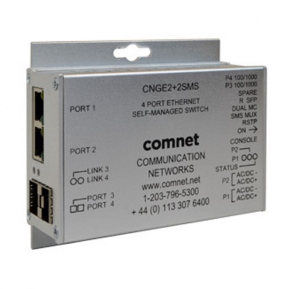 COMNET CNGE2+2SMS, 2+2-Port Gigabit SFP PoE+-Switch 60W